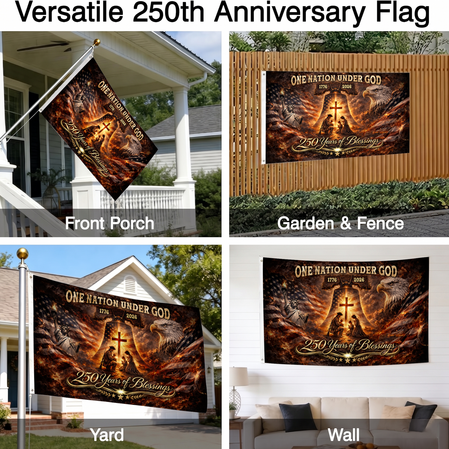 One Nation Under God Flag | 250 Years of Blessings Christian Flags