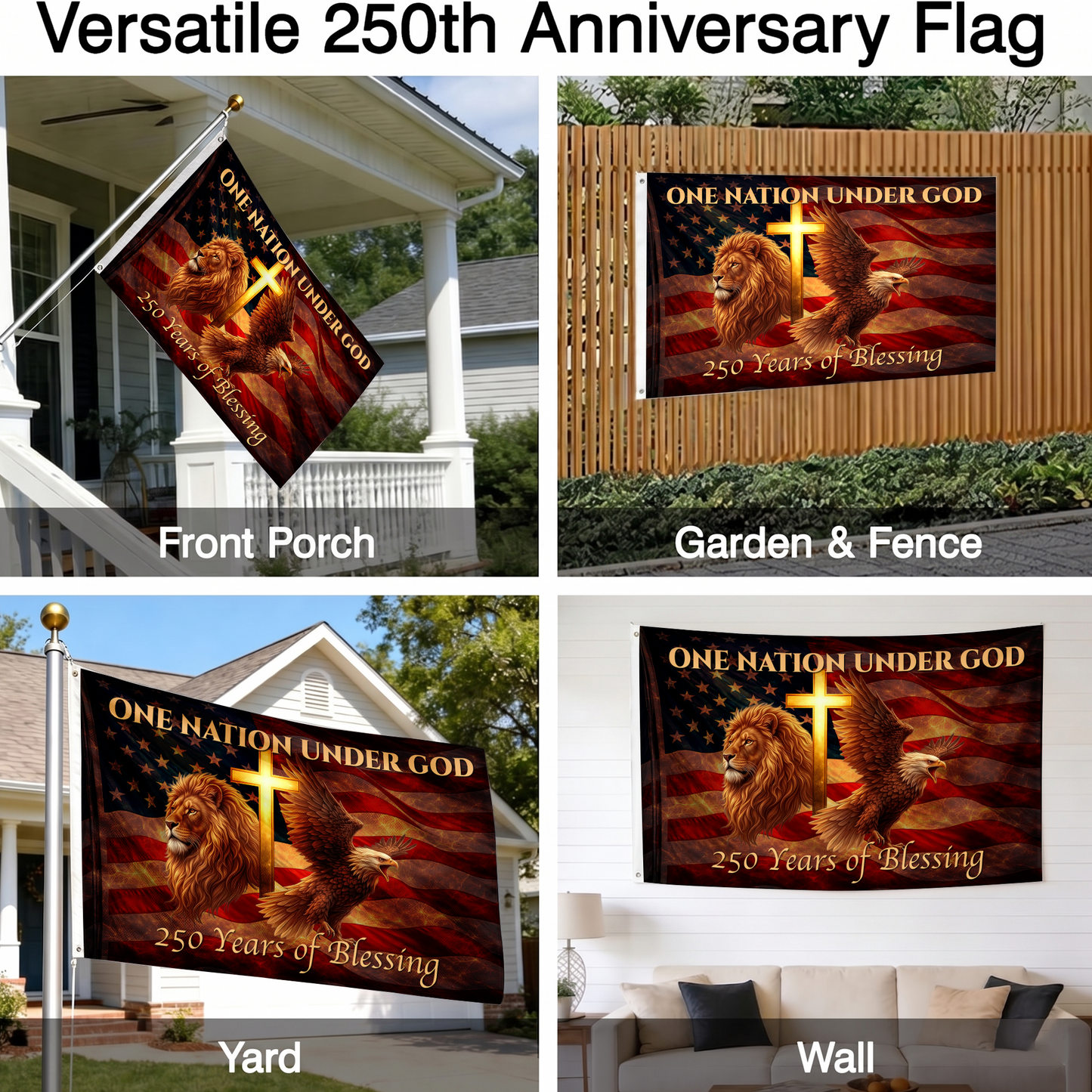250 Years of Blessing Flag | Lion, Cross & Eagle Patriotic Flags