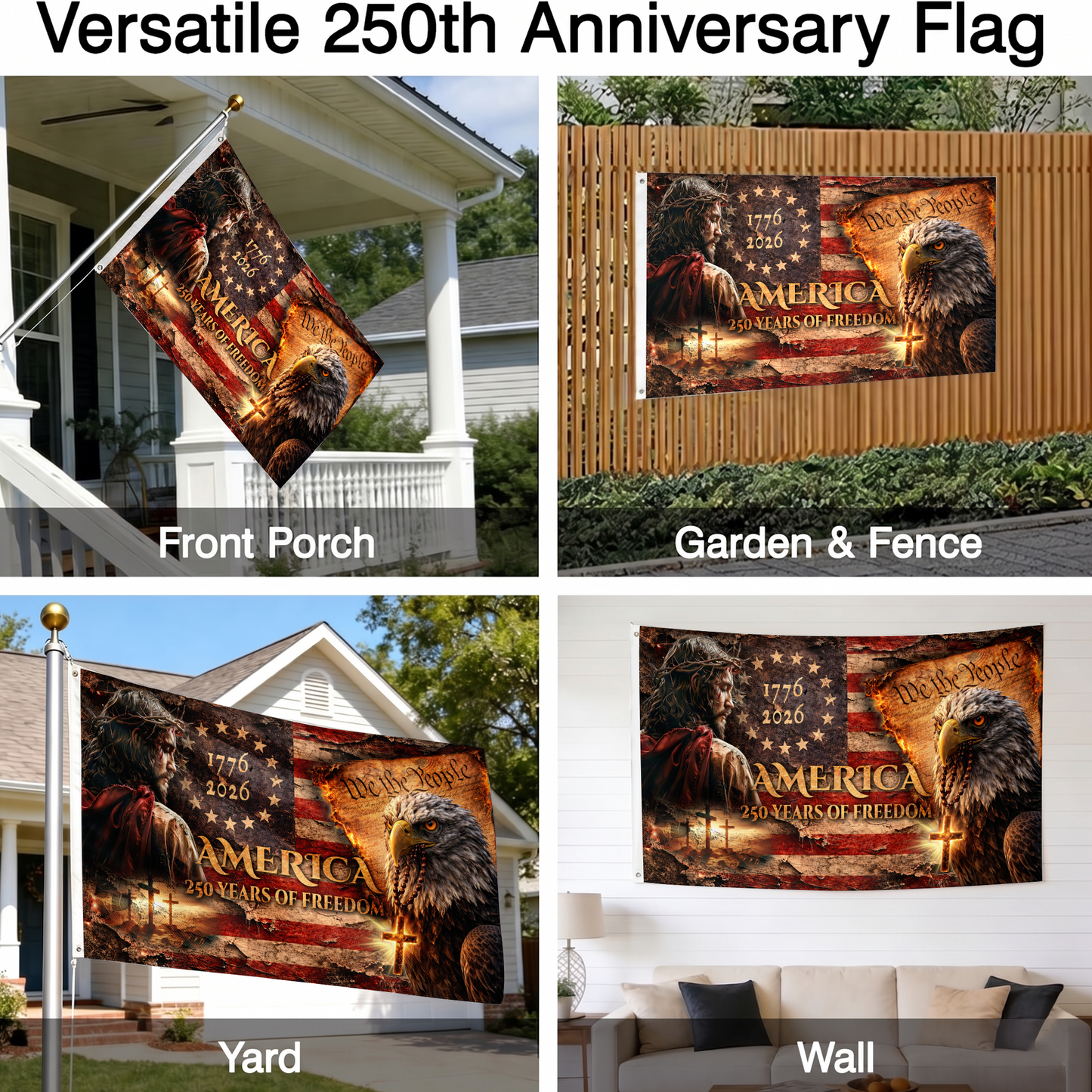 America 250 Years of Freedom Flag | Jesus & Eagle Christian Flags
