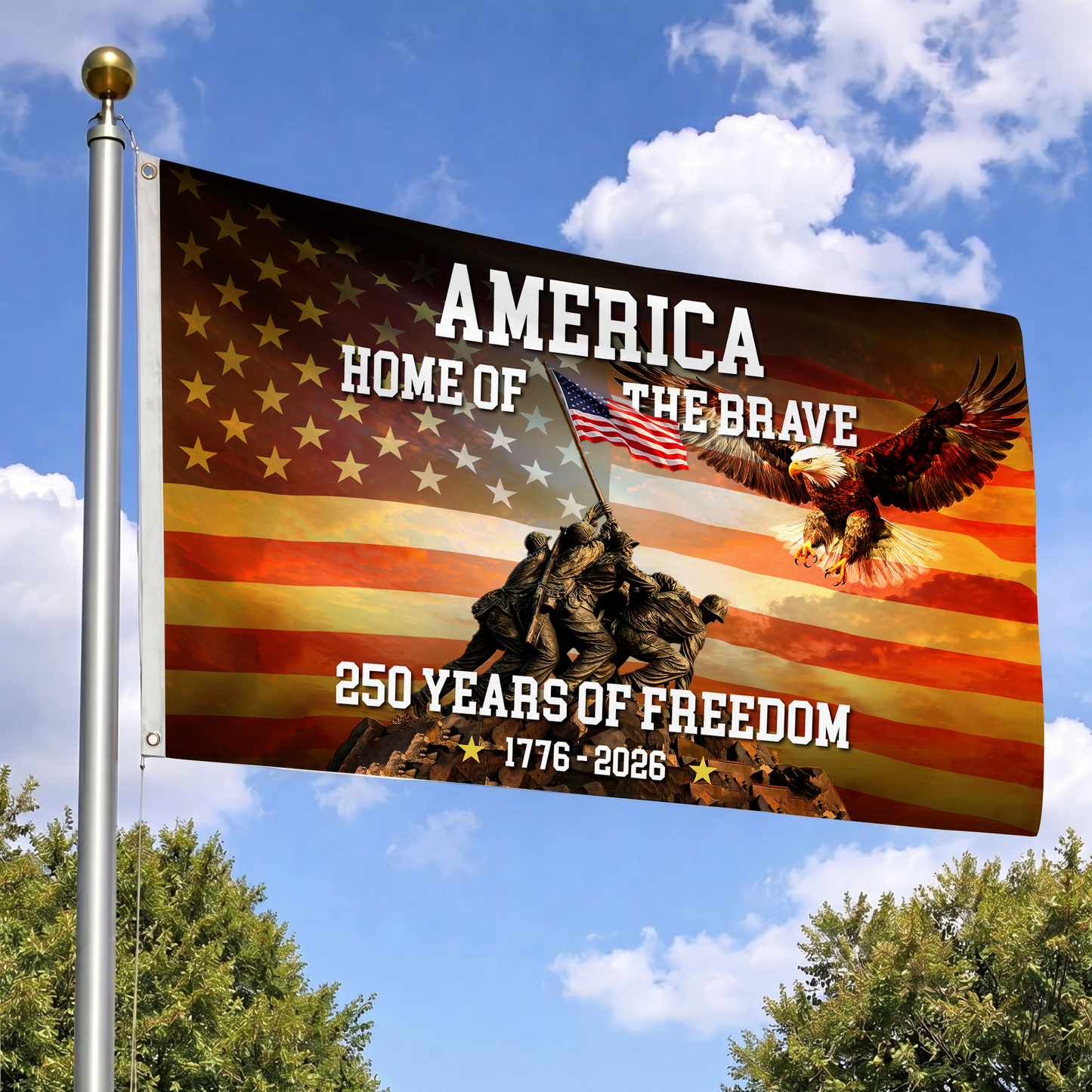 America Home of the Brave Flag | 250 Years of Freedom Military Flags