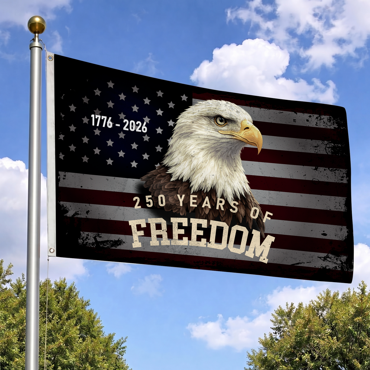 Happy 250th Birthday America Flag | 250 Years of Freedom Vintage Eagle Flags