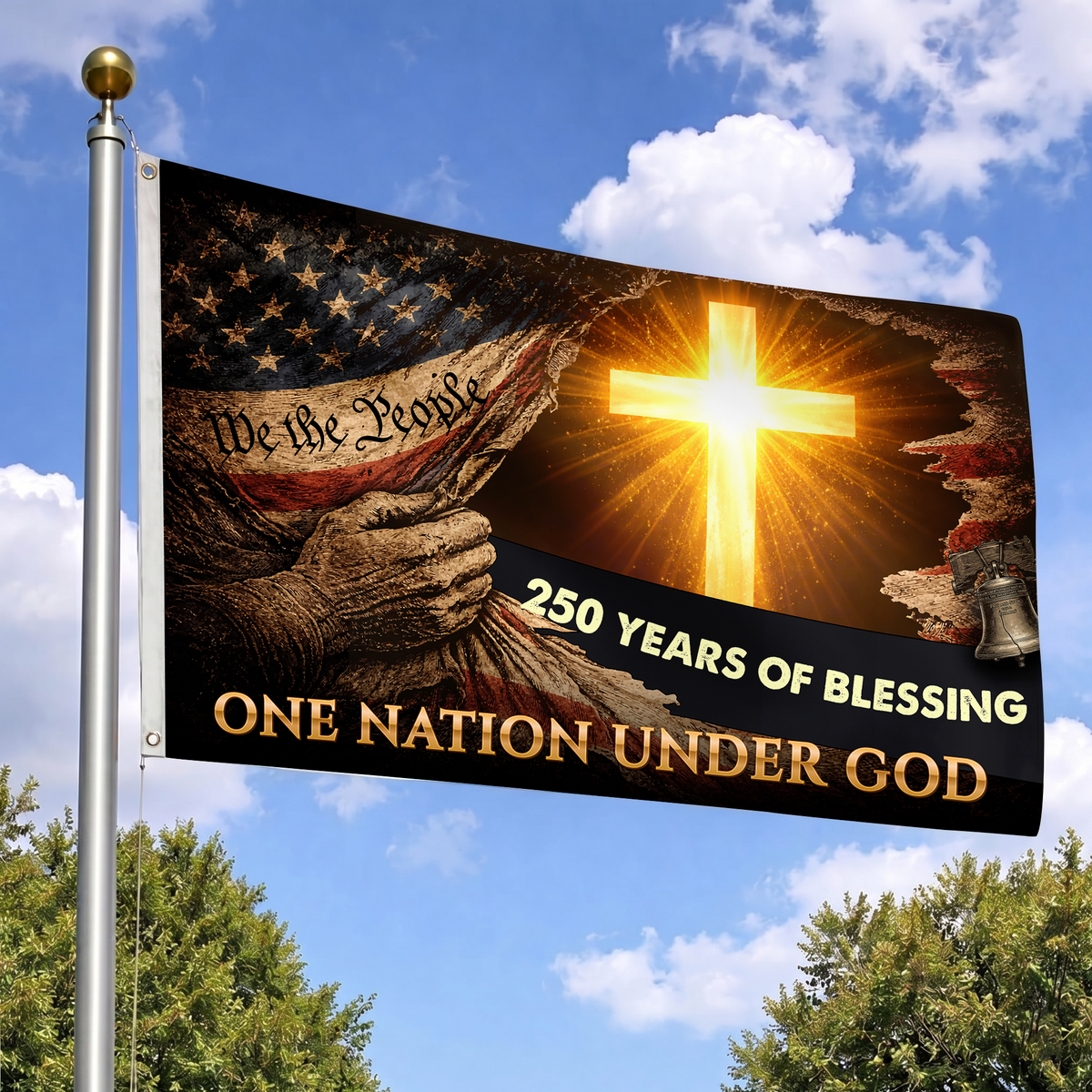 One Nation Under God Flag | 250 Years of Blessing Cross Flags