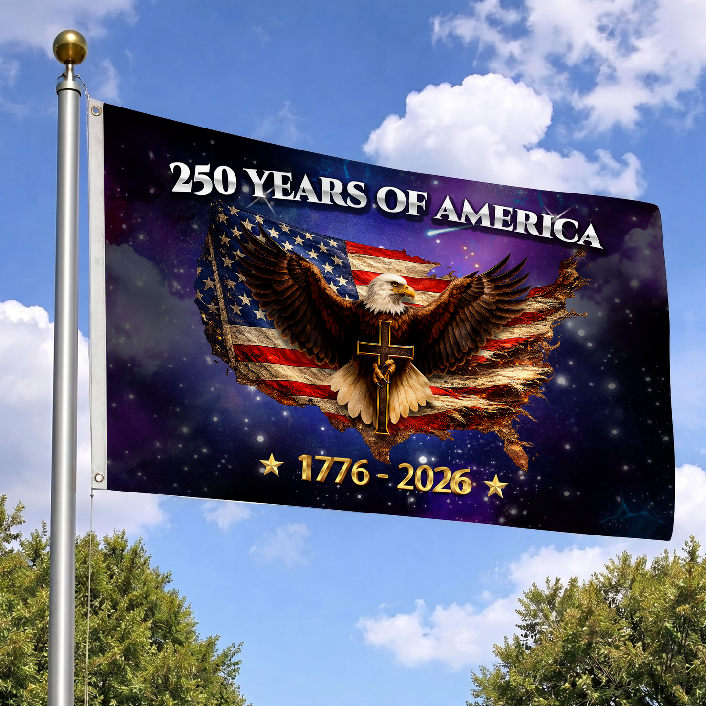 250 Years of America Flag | 1776-2026 Eagle Cross Flags