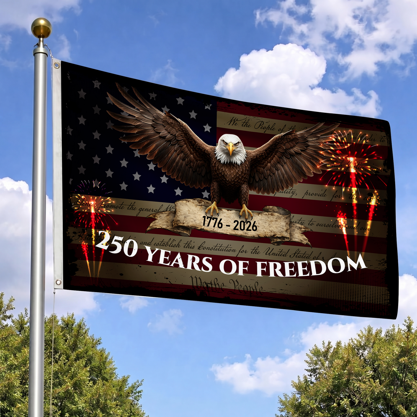 250 Years of Freedom Flag | Happy 250th Birthday US Patriotic Decor