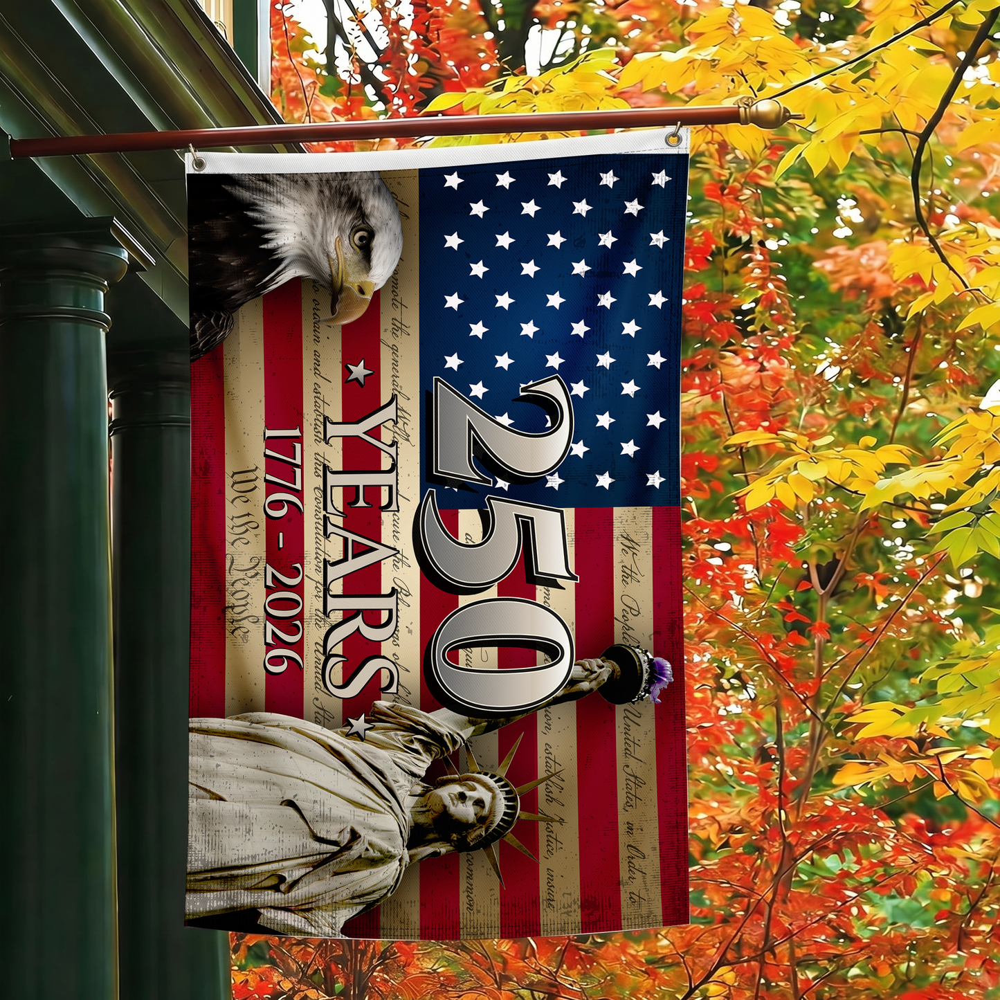 America 250 Years Flag 1776-2026 | Bald Eagle & Statue of Liberty