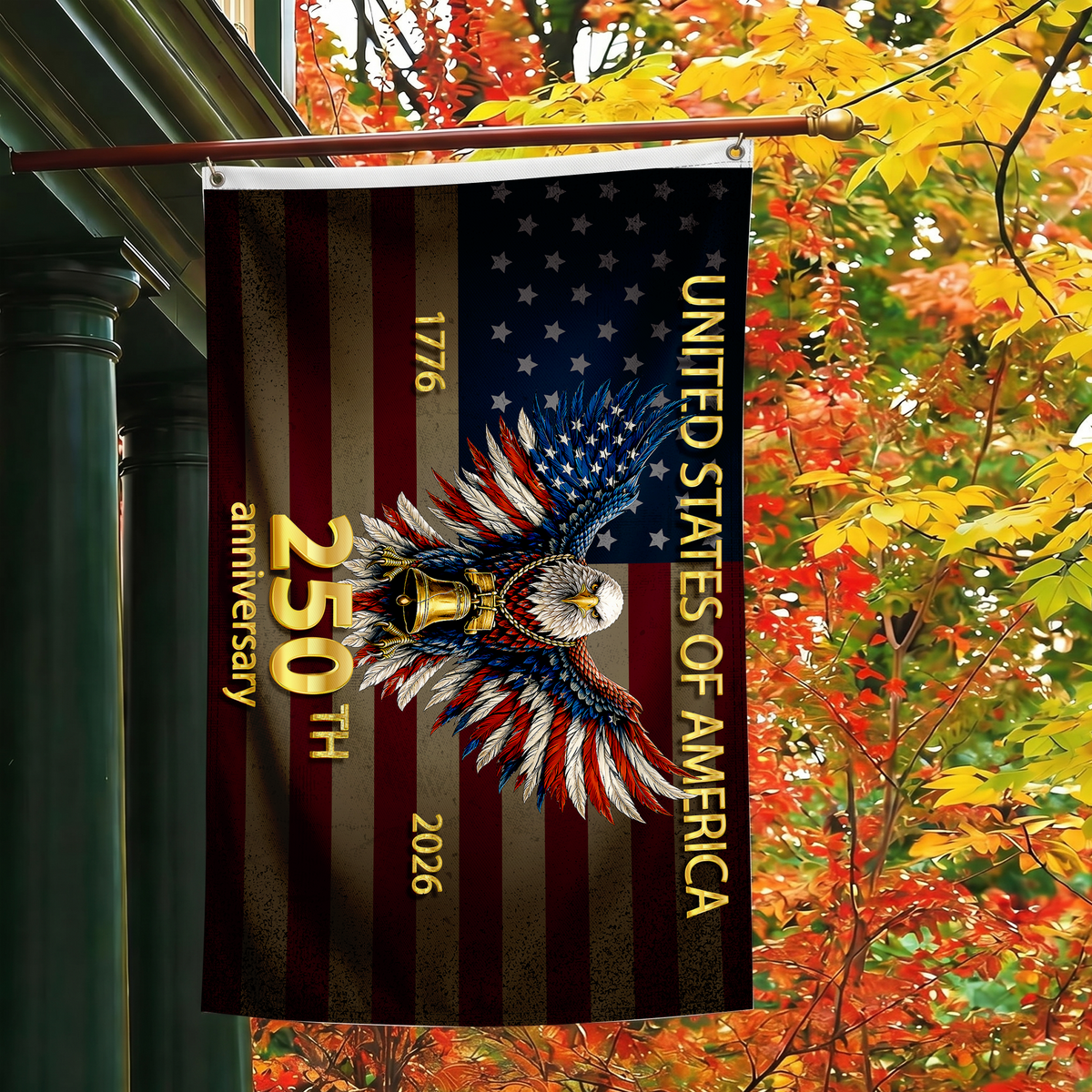 Happy 250th Birthday United States | 1776-2026 Eagle & Liberty Bell Flag