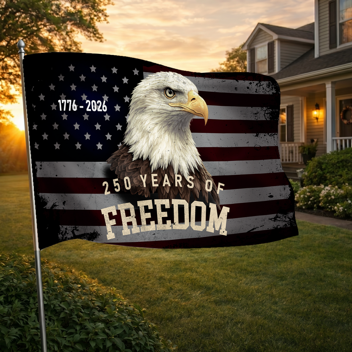 Happy 250th Birthday America Flag | 250 Years of Freedom Vintage Eagle Flags