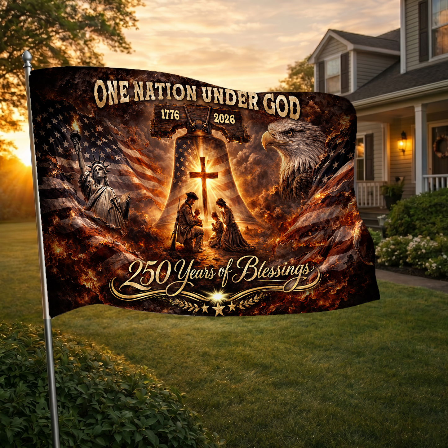 One Nation Under God Flag | 250 Years of Blessings Christian Flags