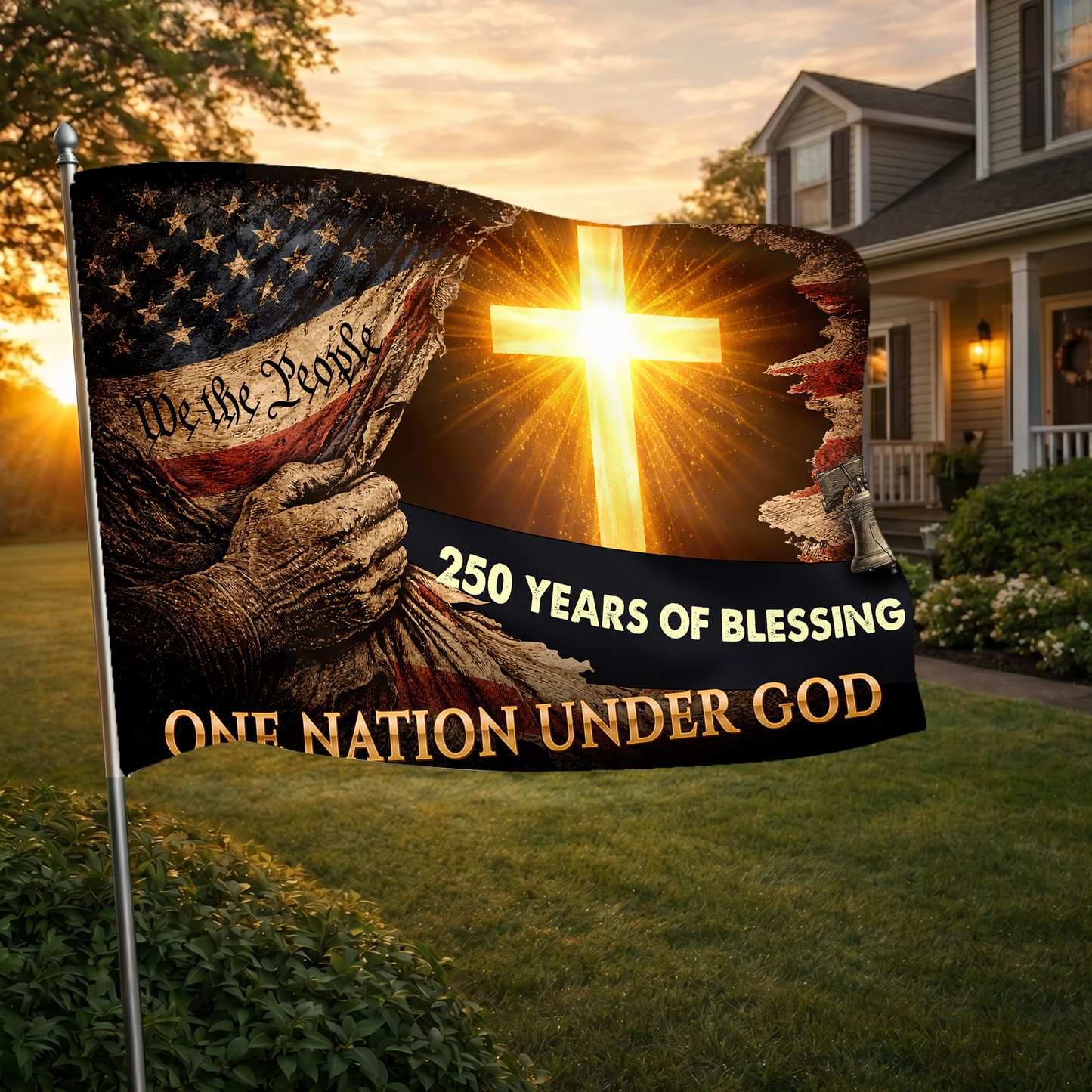 One Nation Under God Flag | 250 Years of Blessing Cross Flags
