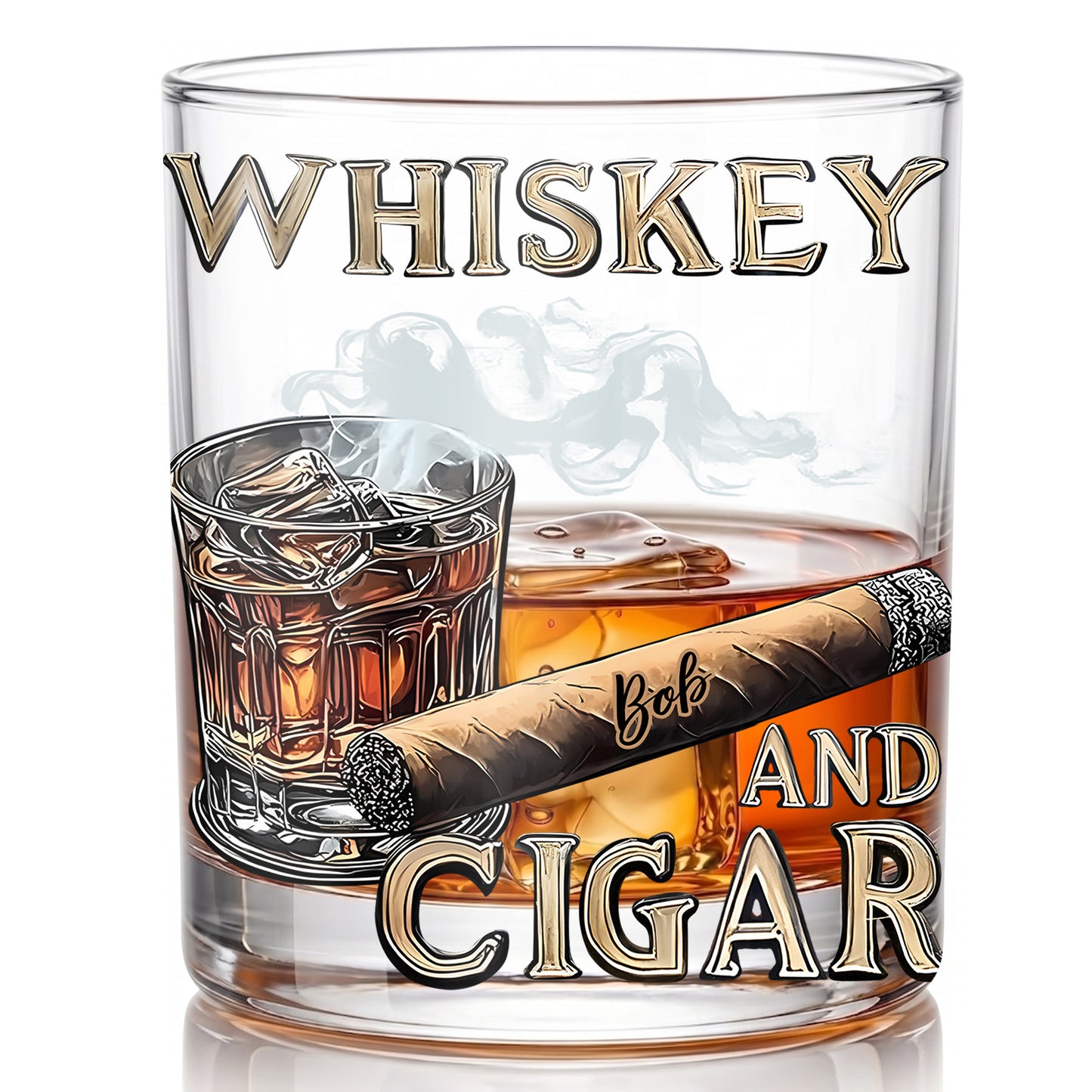 Personalized Cigar Whiskey Glass - Custom Bourbon & Smoker Gift