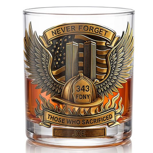 Personalized Firefighter Whiskey Glass - Custom FDNY Memorial Gift