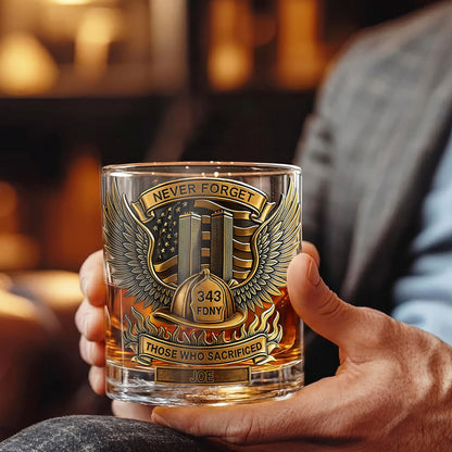 Personalized Firefighter Whiskey Glass - Custom FDNY Memorial Gift