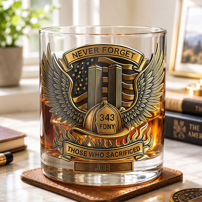 Personalized Firefighter Whiskey Glass - Custom FDNY Memorial Gift