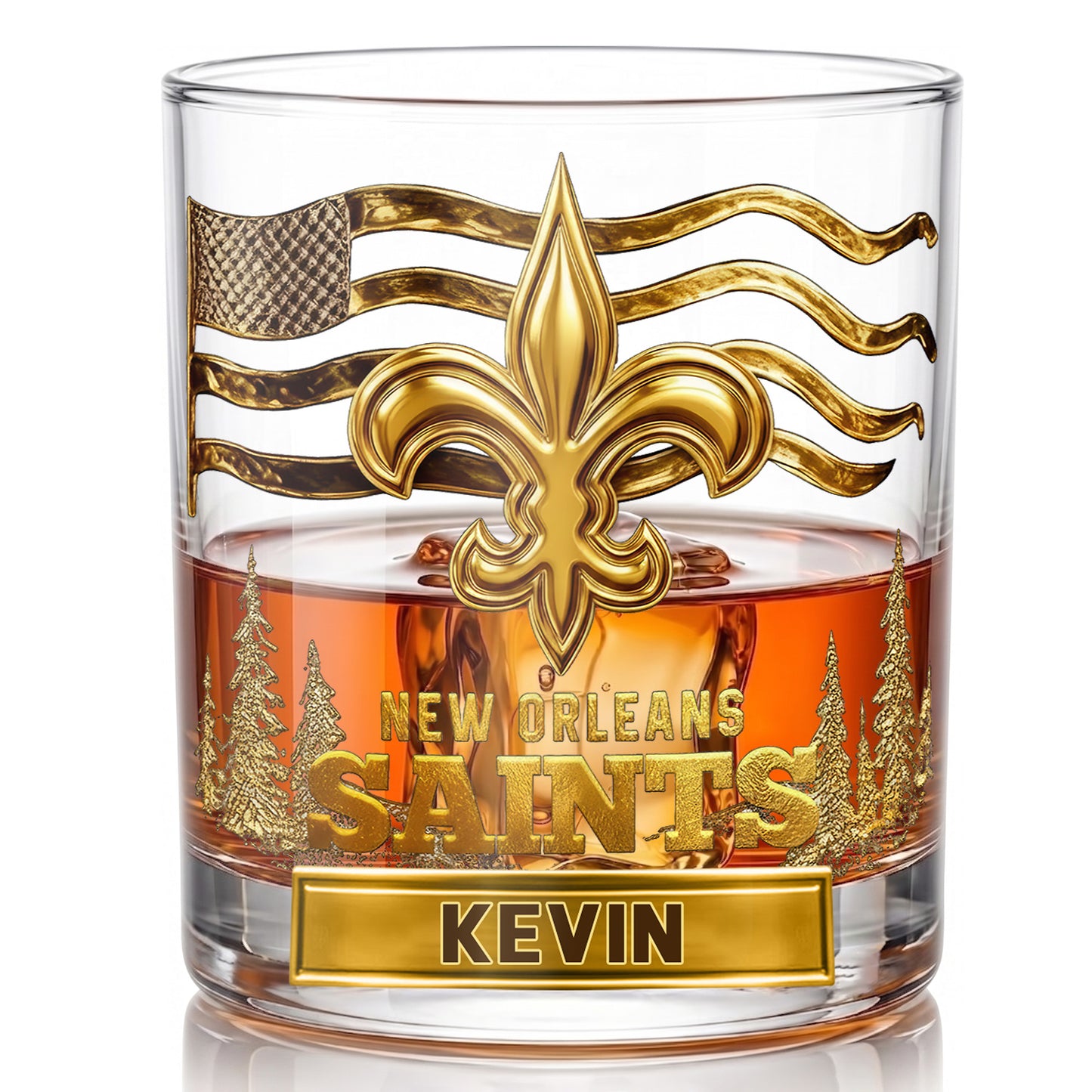 Personalized New Orleans Saints Whiskey Glass - Custom Fan Gift