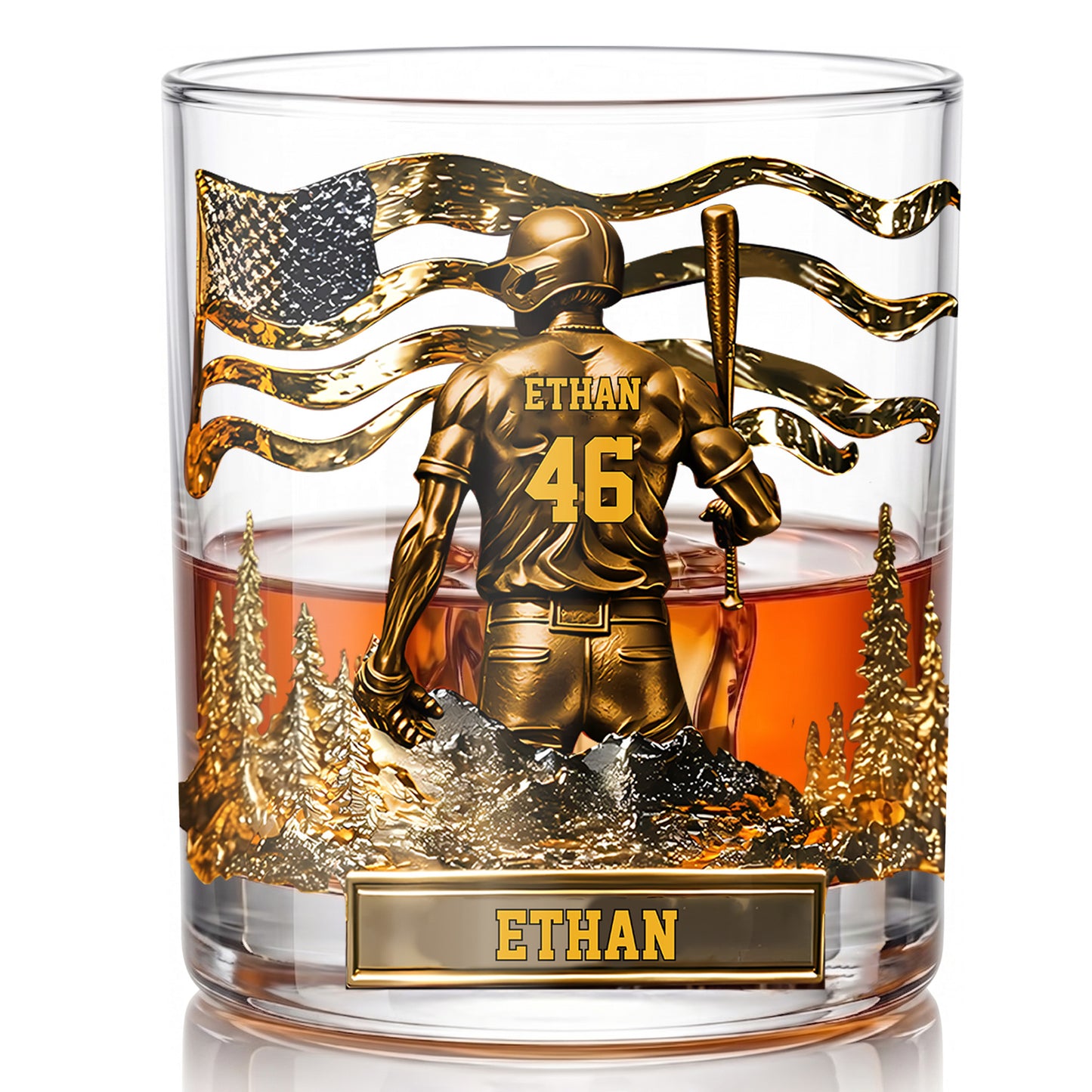 Personalized Baseball Whiskey Glass - Custom Sports Lover Gift