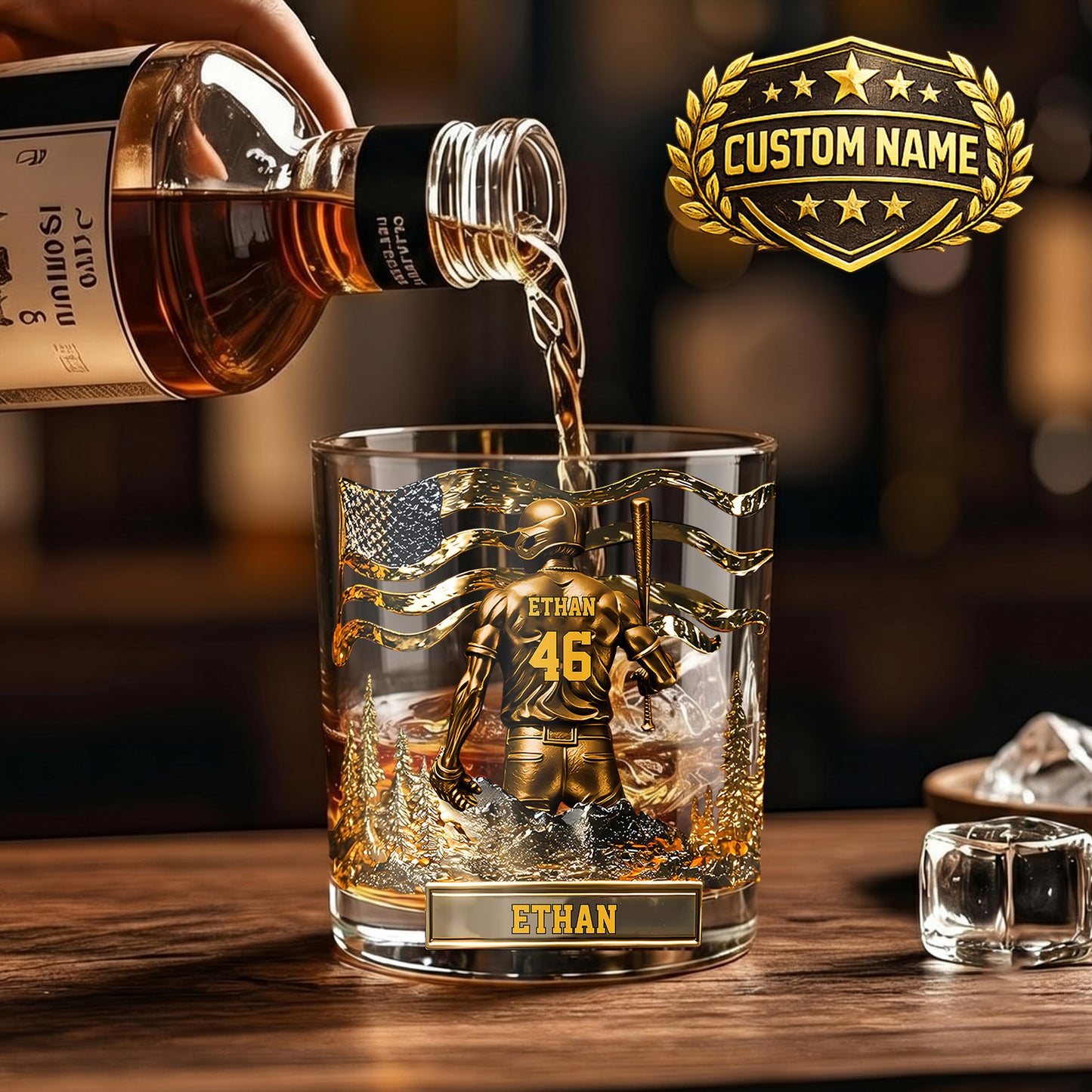 Personalized Baseball Whiskey Glass - Custom Sports Lover Gift
