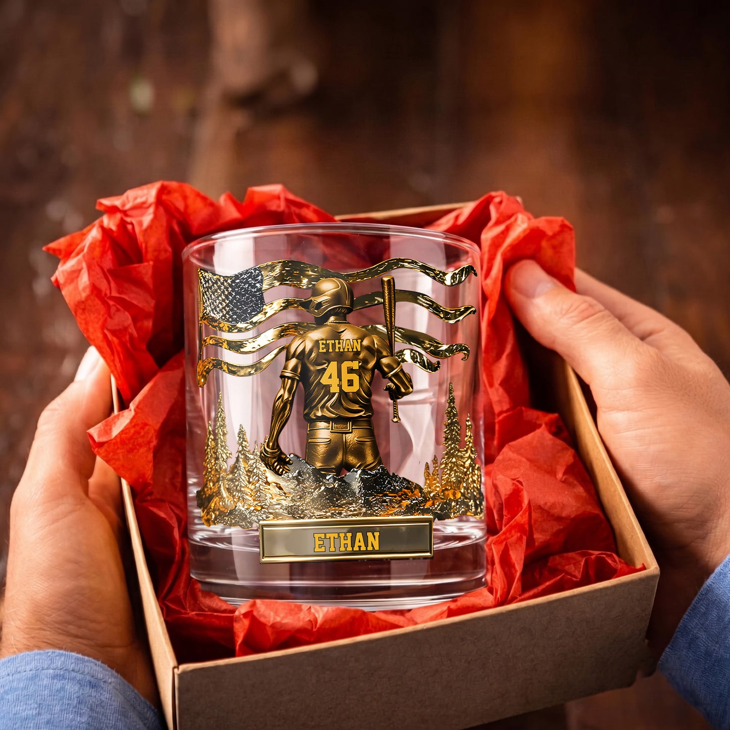 Personalized Baseball Whiskey Glass - Custom Sports Lover Gift