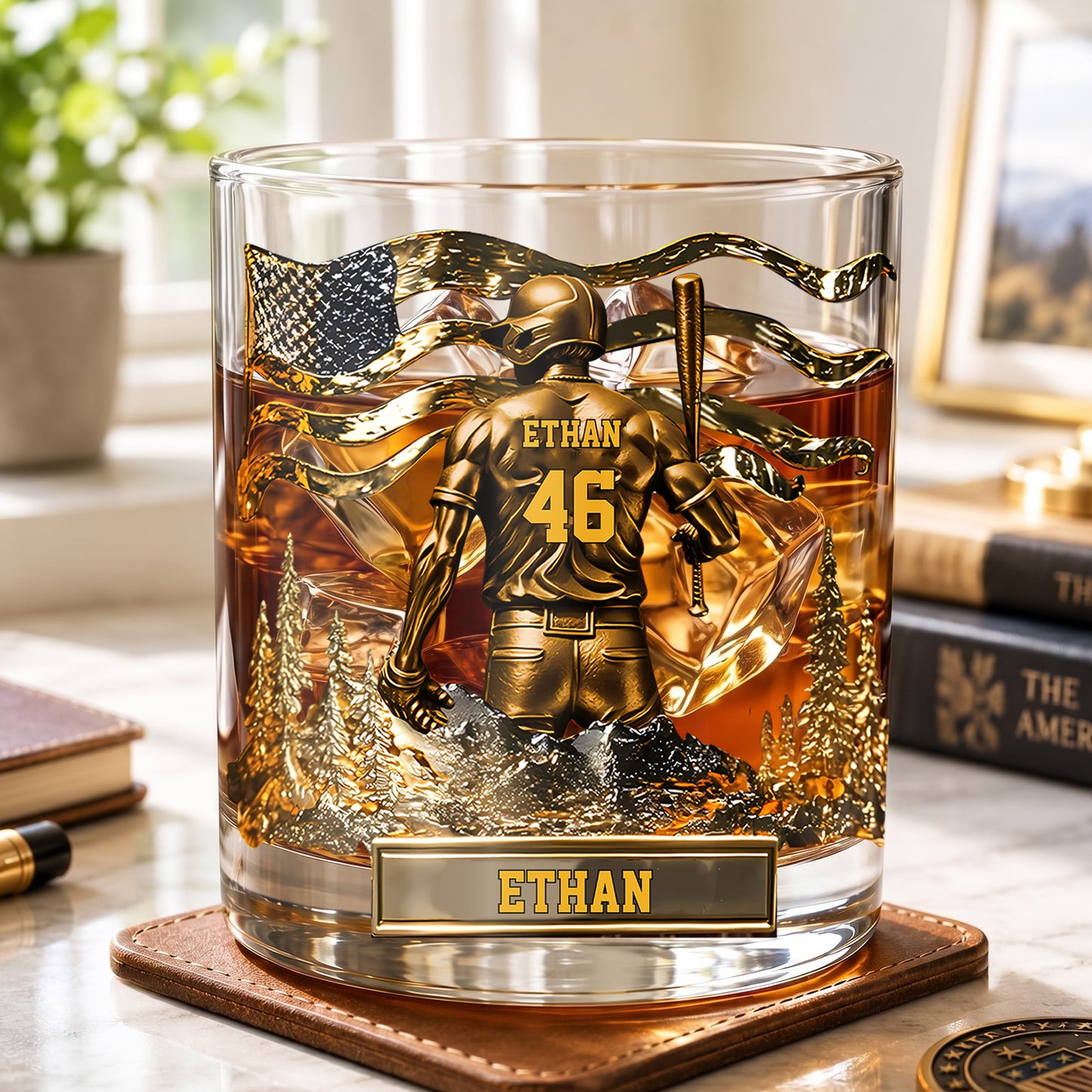 Personalized Baseball Whiskey Glass - Custom Sports Lover Gift