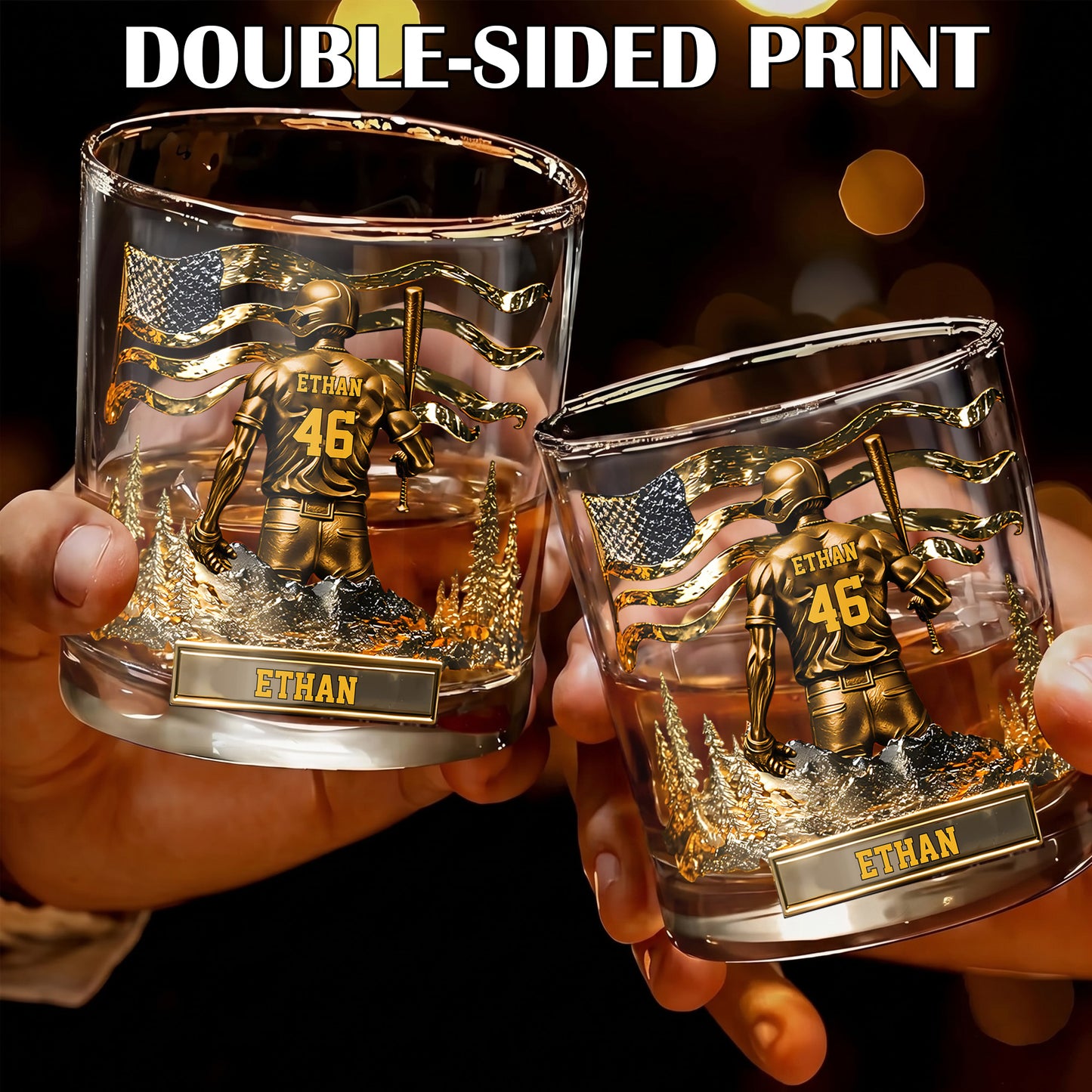 Personalized Baseball Whiskey Glass - Custom Sports Lover Gift