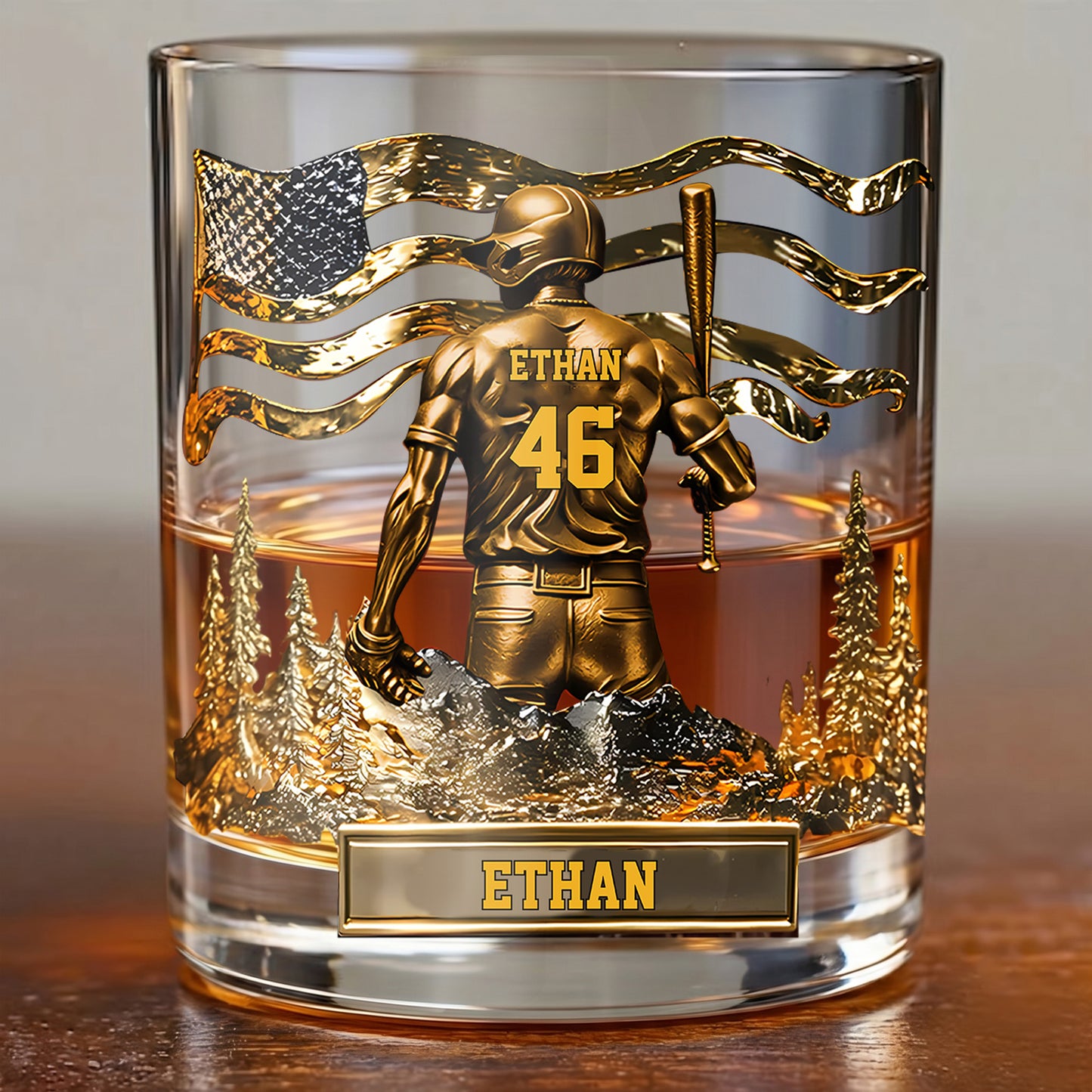 Personalized Baseball Whiskey Glass - Custom Sports Lover Gift