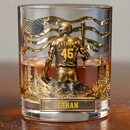 Personalized Baseball Whiskey Glass - Custom Sports Lover Gift