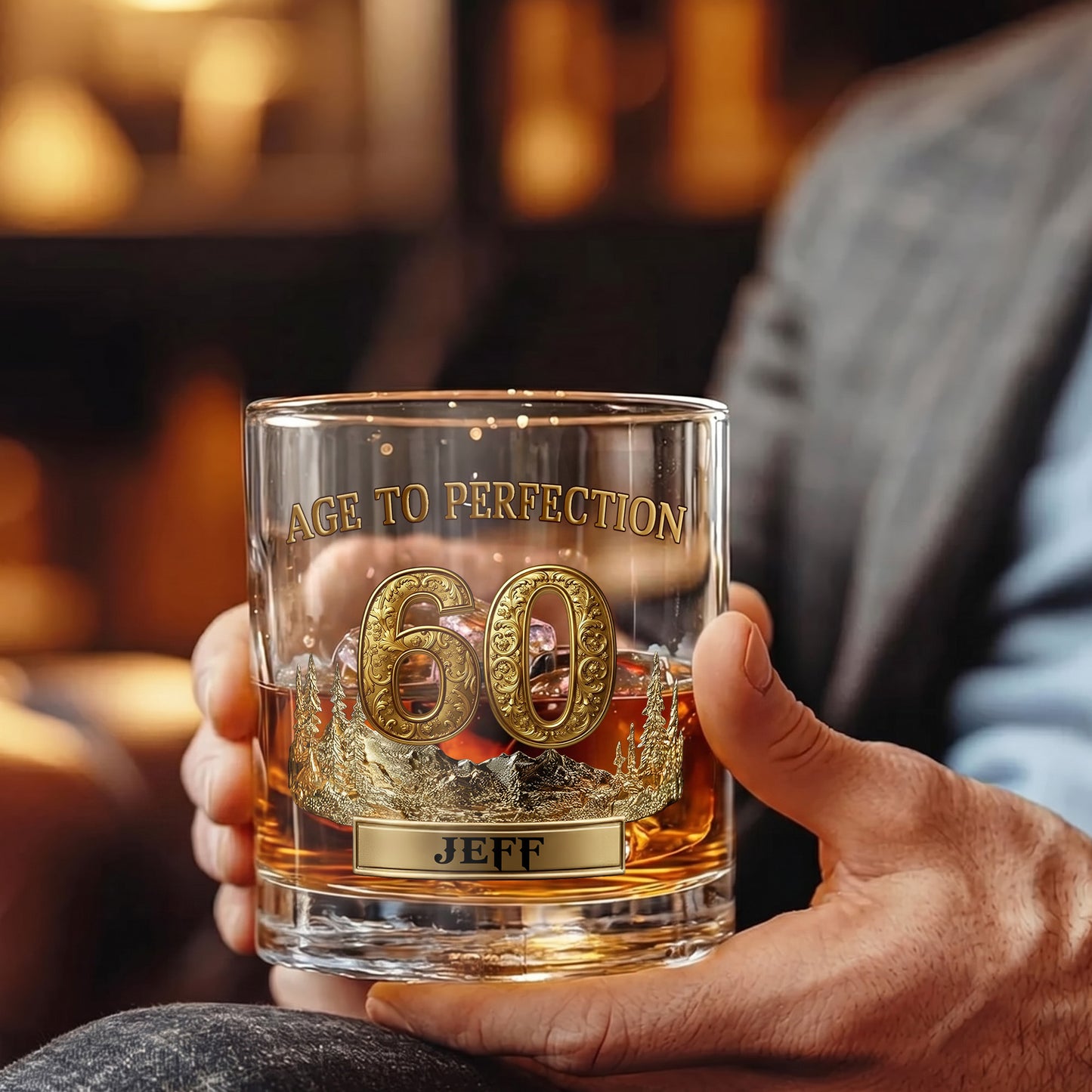 Personalized 60th Birthday Whiskey Glass - Custom Milestone Gift