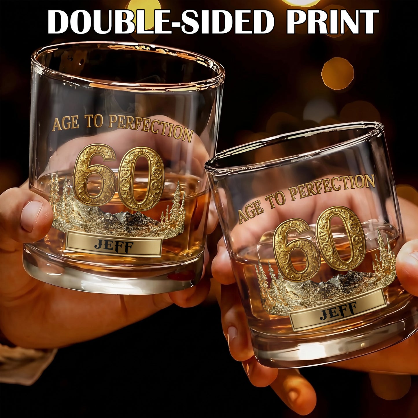 Personalized 60th Birthday Whiskey Glass - Custom Milestone Gift
