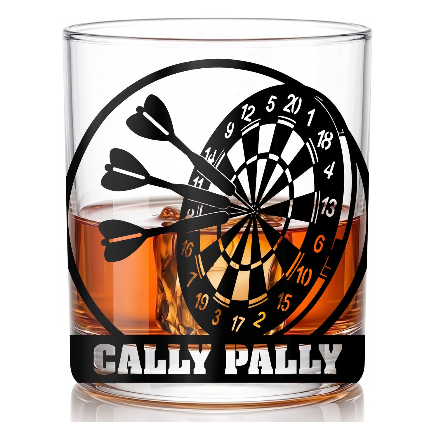 Personalized Dart Board Whiskey Glass - Custom Darts Player Gift