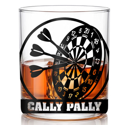 Personalized Dart Board Whiskey Glass - Custom Darts Player Gift
