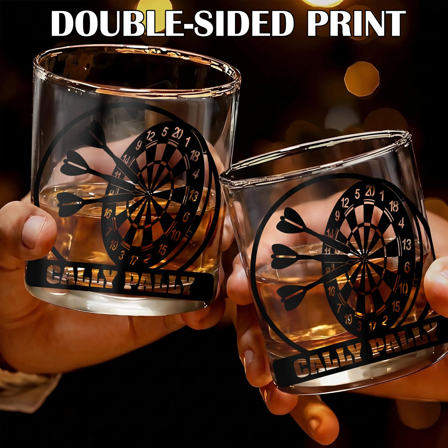 Personalized Dart Board Whiskey Glass - Custom Darts Player Gift