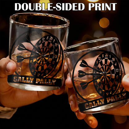 Personalized Dart Board Whiskey Glass - Custom Darts Player Gift
