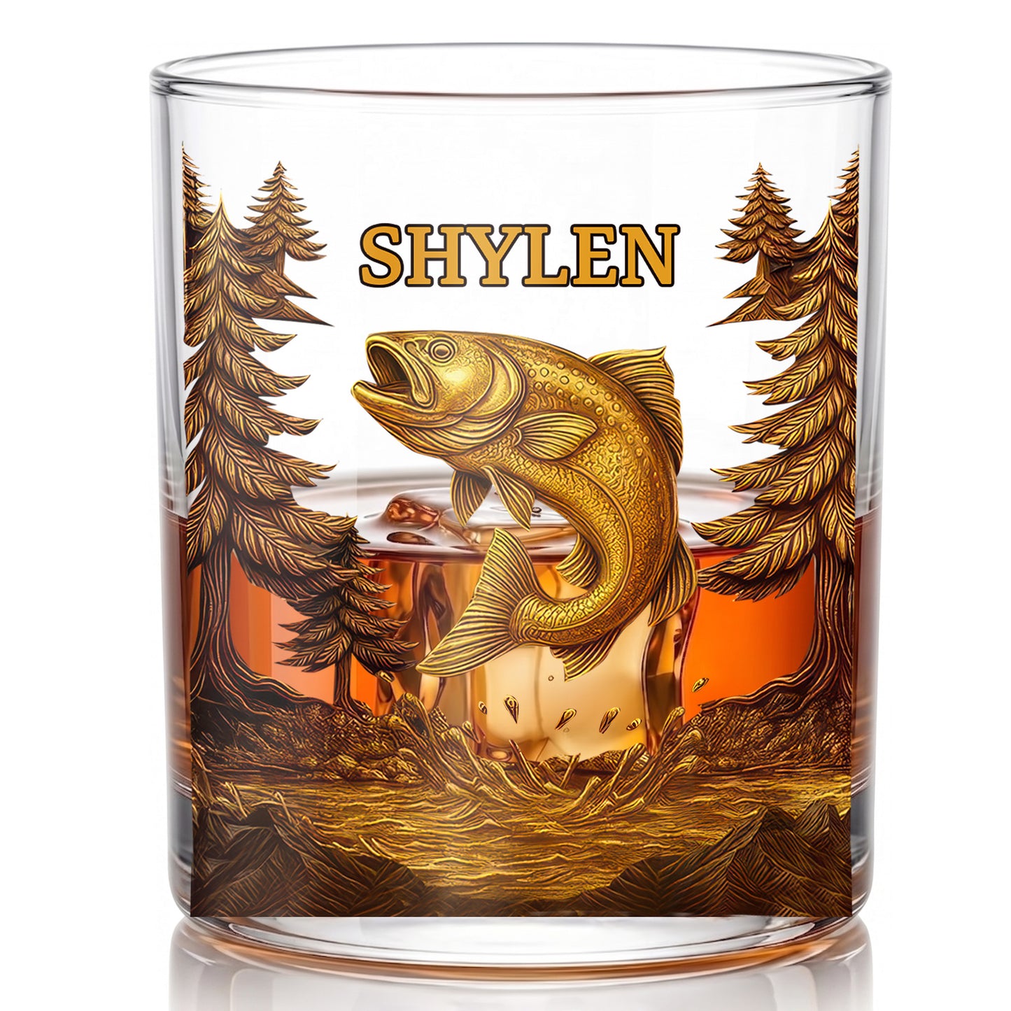 Personalized Fishing Whiskey Glass - Custom Nature Lover Gift