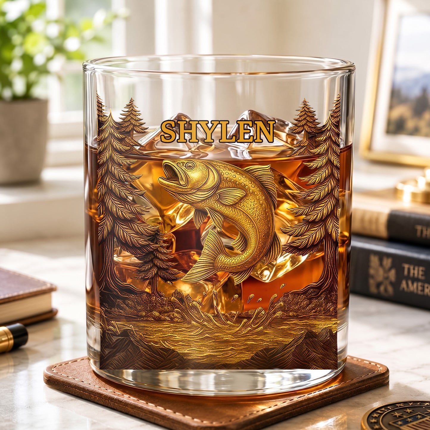 Personalized Fishing Whiskey Glass - Custom Nature Lover Gift
