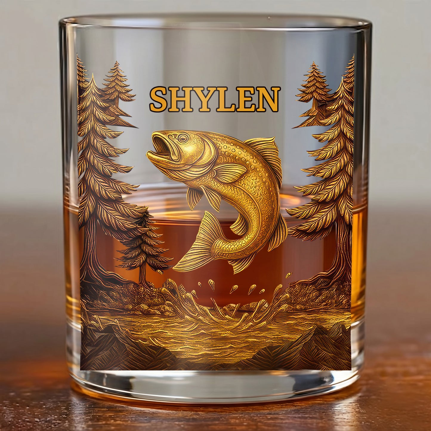 Personalized Fishing Whiskey Glass - Custom Nature Lover Gift