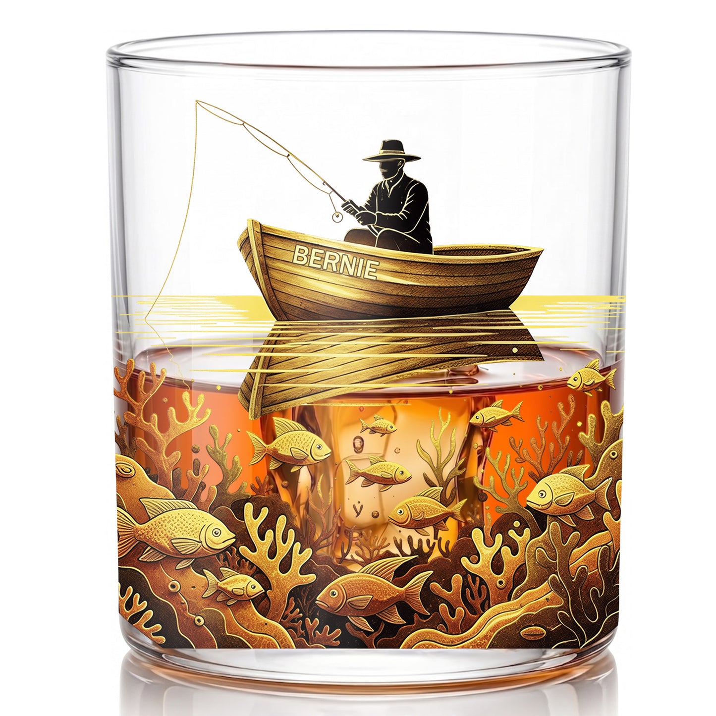 Personalized Fishing Whiskey Glass - Custom Fisherman Gift
