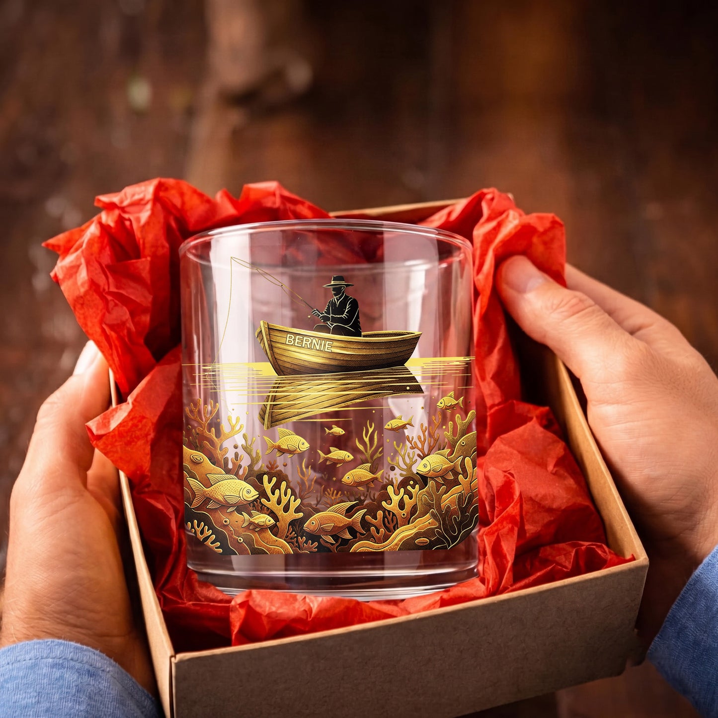 Personalized Fishing Whiskey Glass - Custom Fisherman Gift