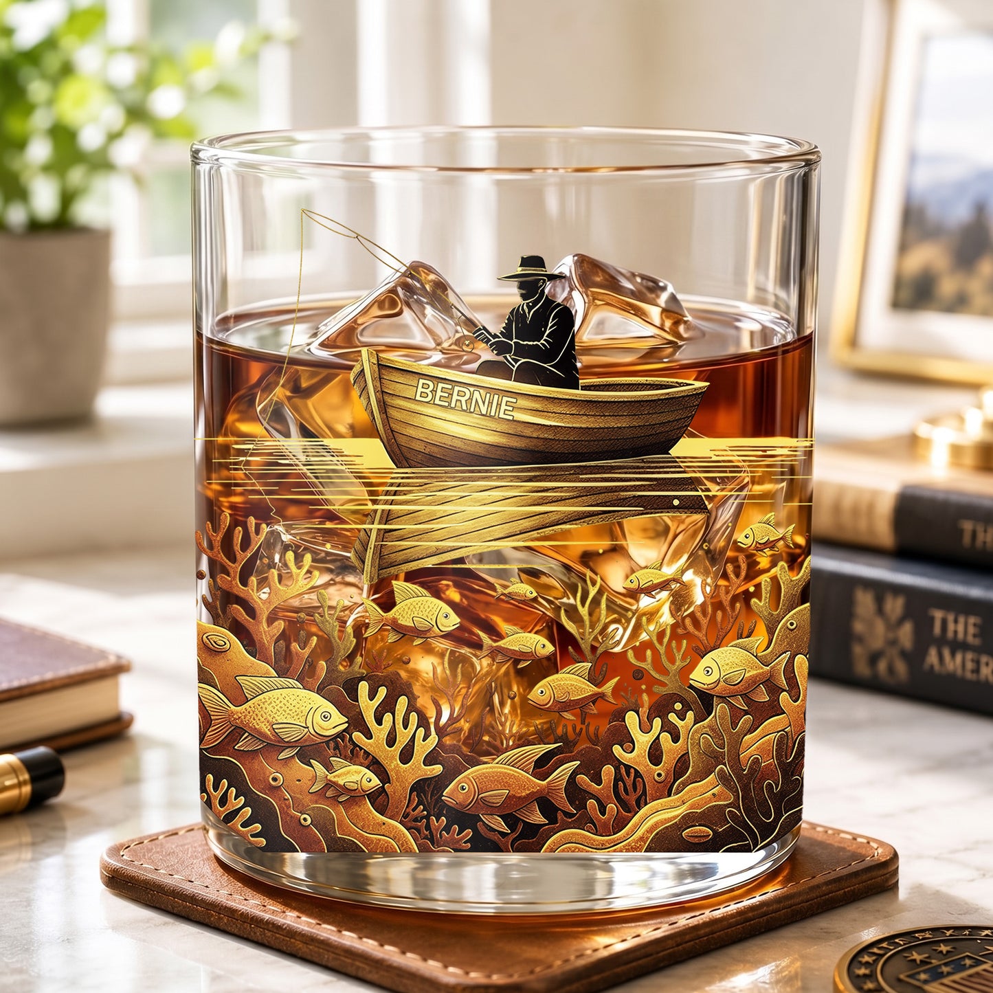 Personalized Fishing Whiskey Glass - Custom Fisherman Gift