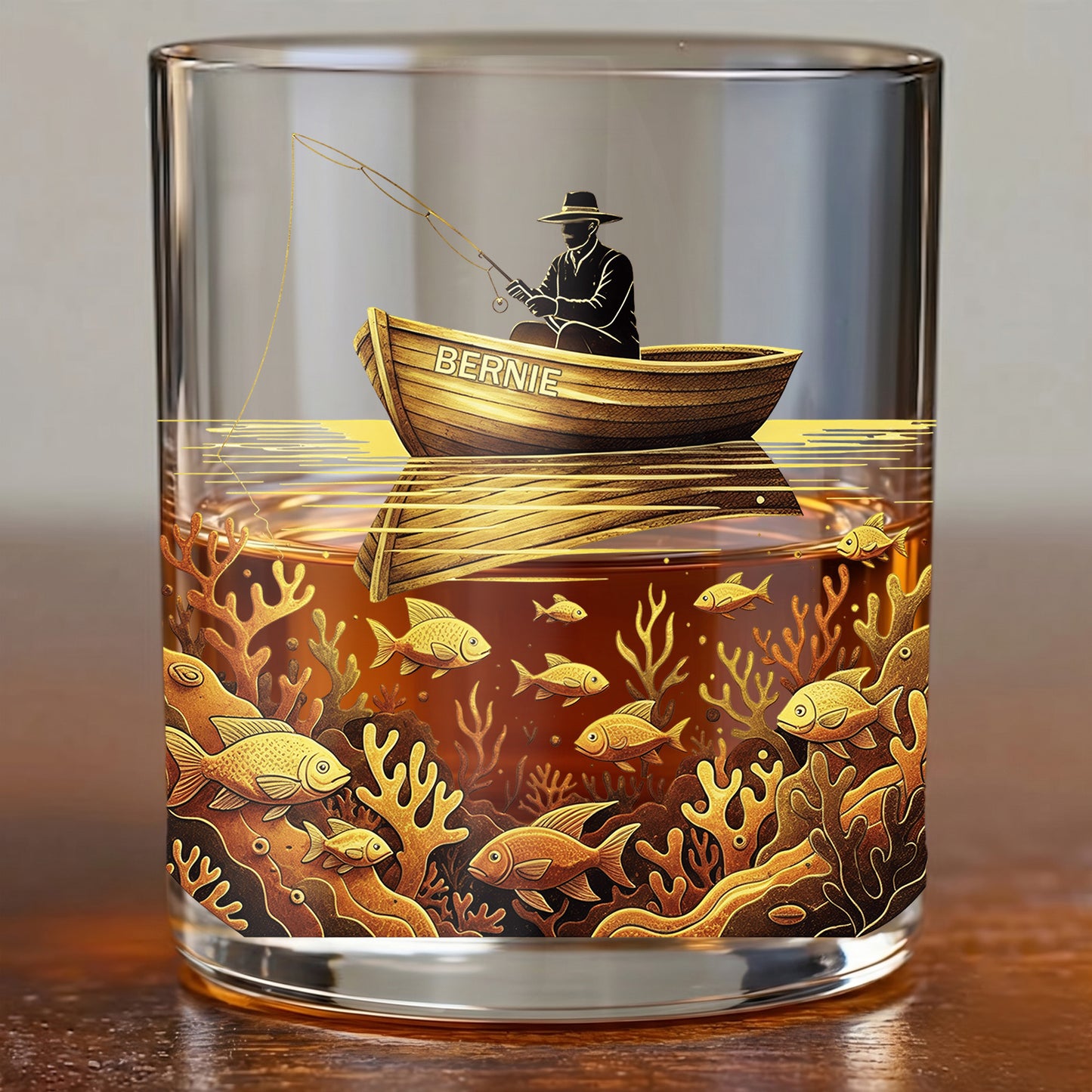 Personalized Fishing Whiskey Glass - Custom Fisherman Gift