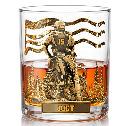 Personalized Motocross Whiskey Glass - Custom Dirt Bike Gift