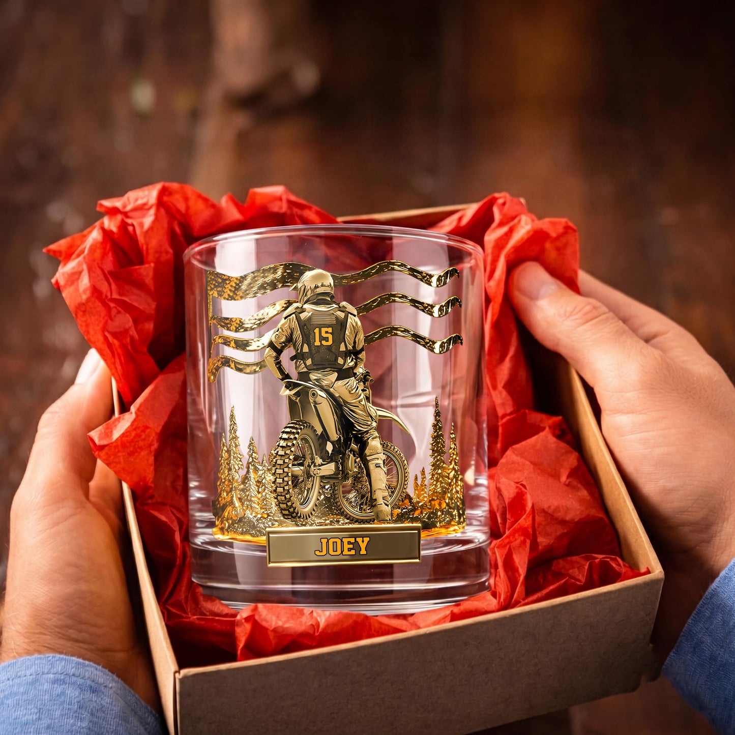 Personalized Motocross Whiskey Glass - Custom Dirt Bike Gift