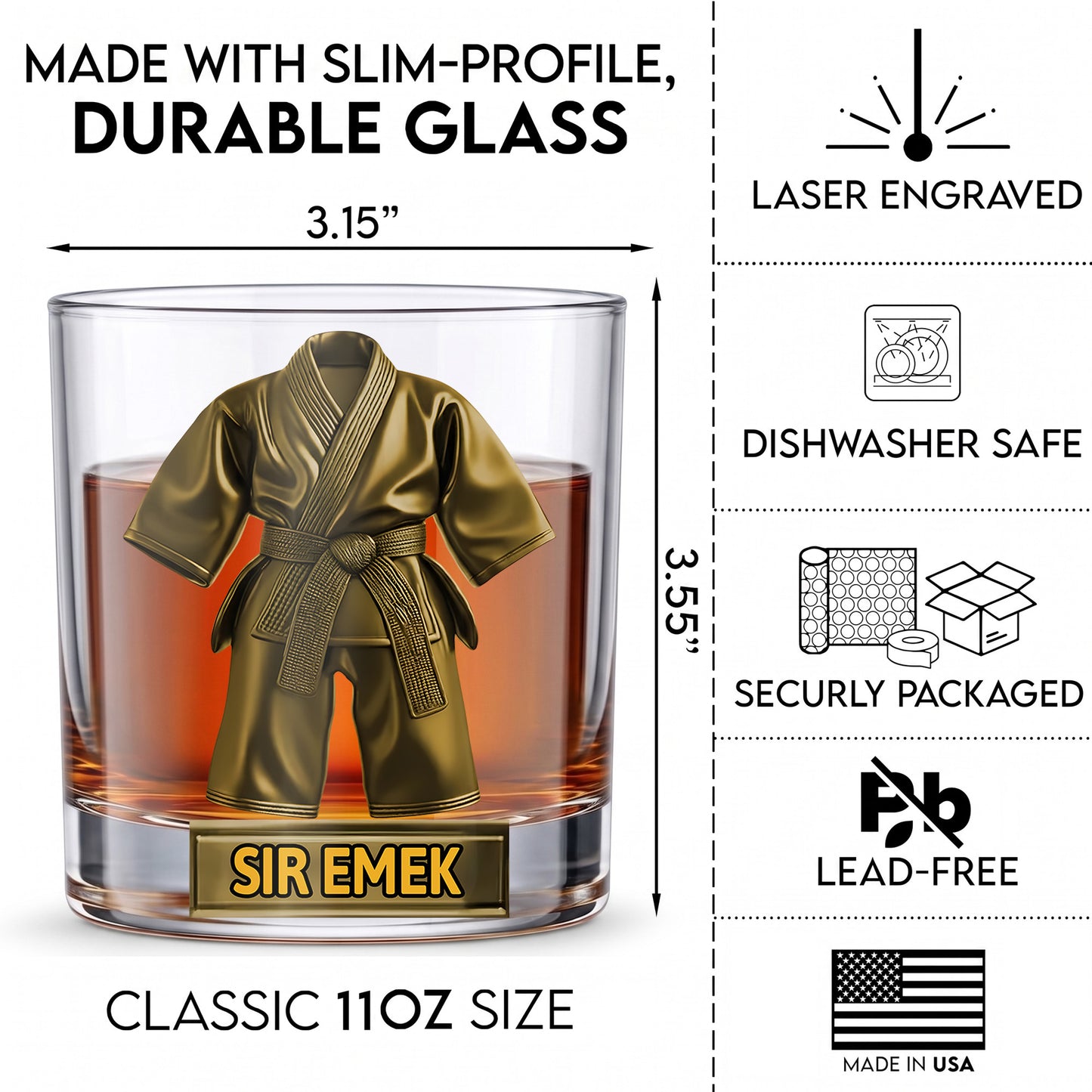 Personalized Taekwondo Whiskey Glass - Custom Martial Arts Gift