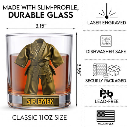 Personalized Taekwondo Whiskey Glass - Custom Martial Arts Gift