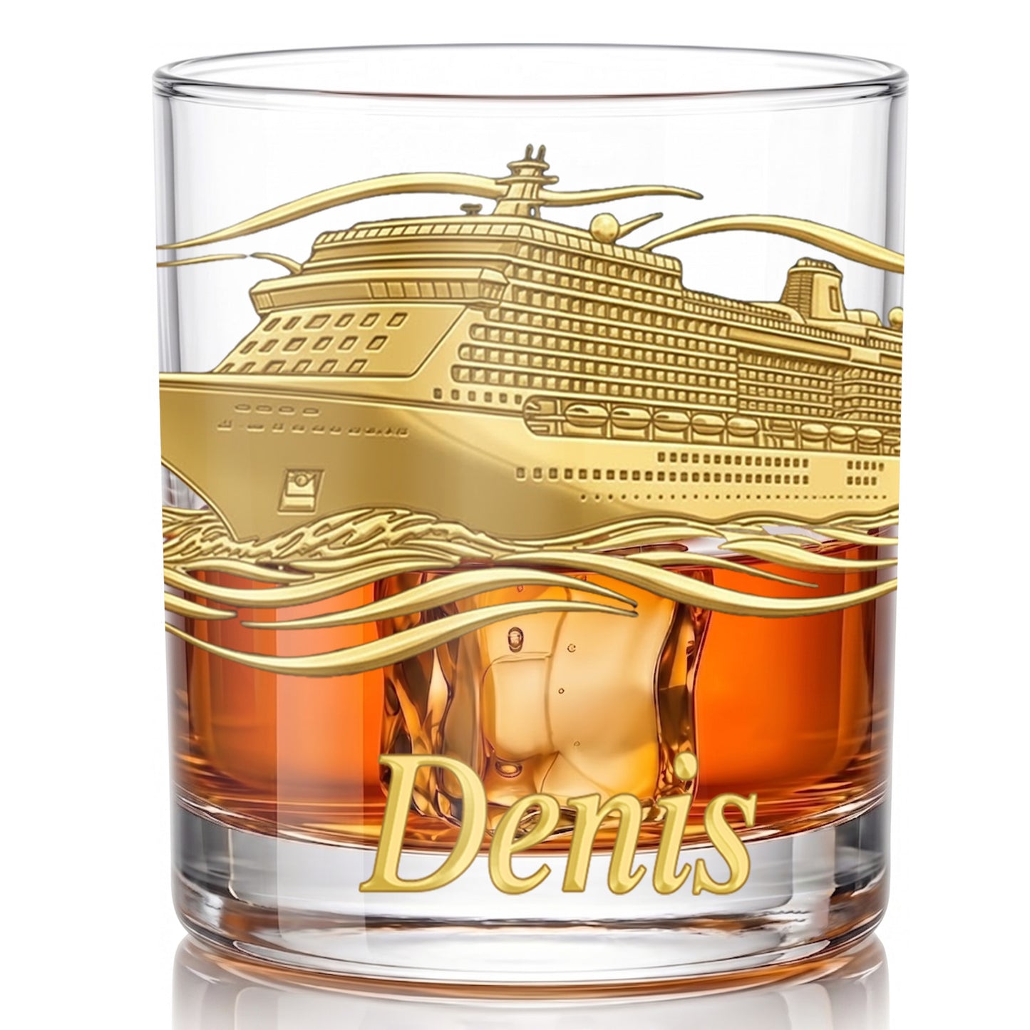 Personalized Cruise Ship Whiskey Glass - Custom Travel Gift