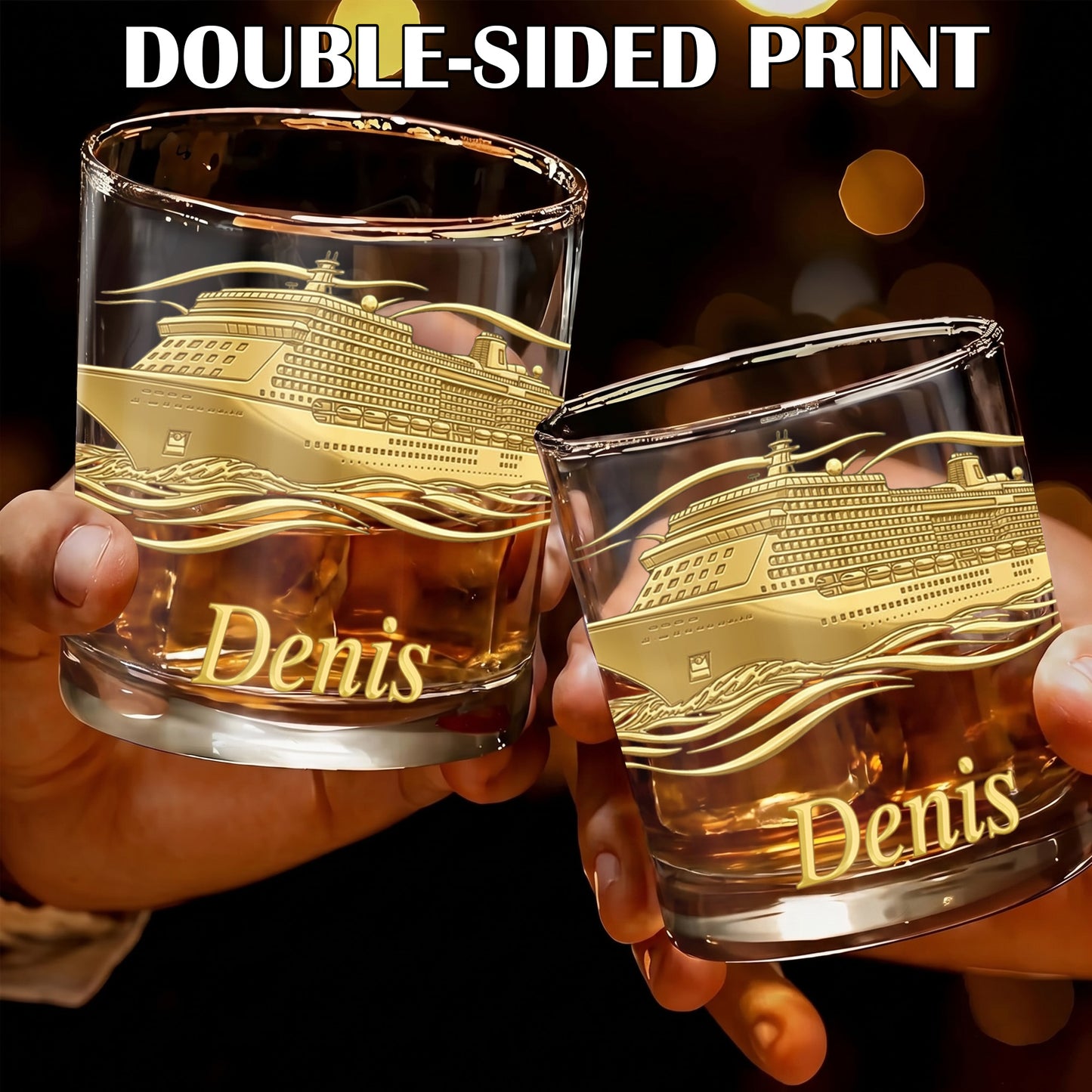 Personalized Cruise Ship Whiskey Glass - Custom Travel Gift