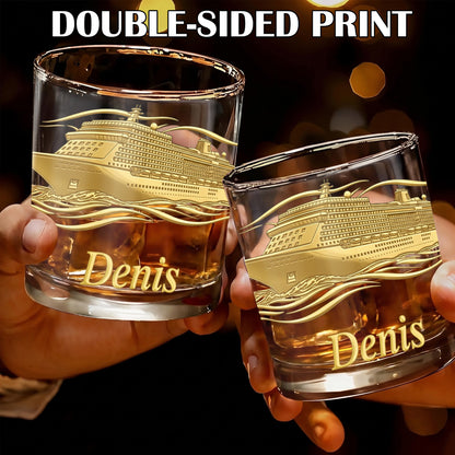 Personalized Cruise Ship Whiskey Glass - Custom Travel Gift
