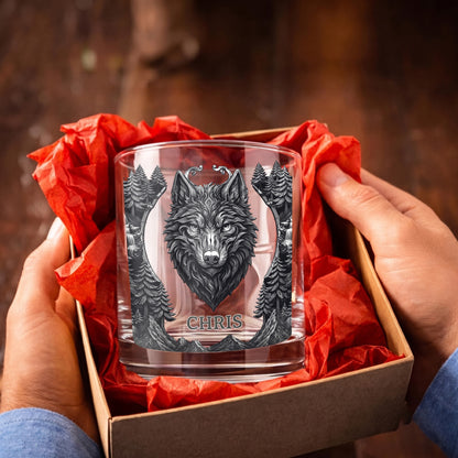 Personalized Wolf Whiskey Glass - Custom Alpha Wolf Gift