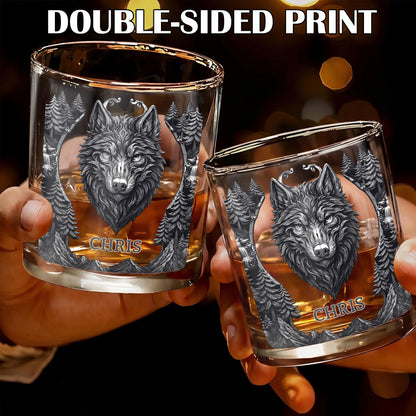 Personalized Wolf Whiskey Glass - Custom Alpha Wolf Gift