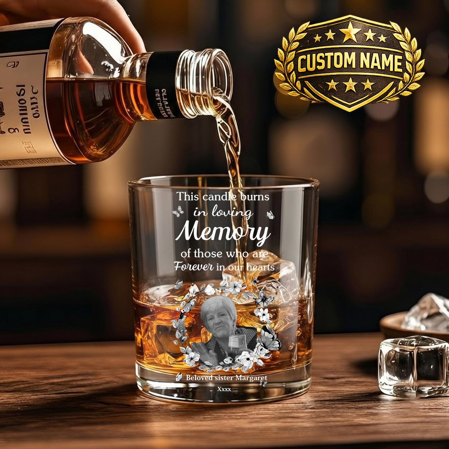 Personalized Memorial Whiskey Glass - Custom Photo Keepsake Gift