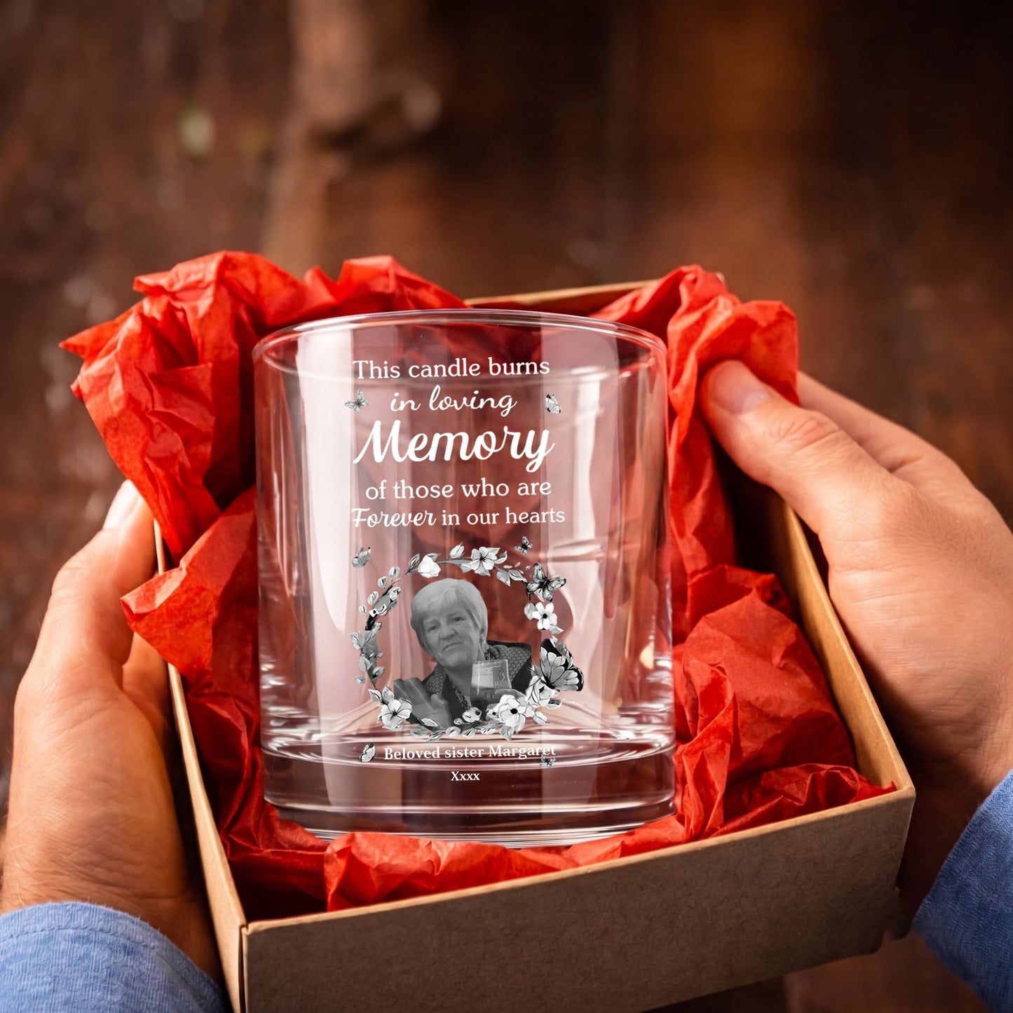 Personalized Memorial Whiskey Glass - Custom Photo Keepsake Gift