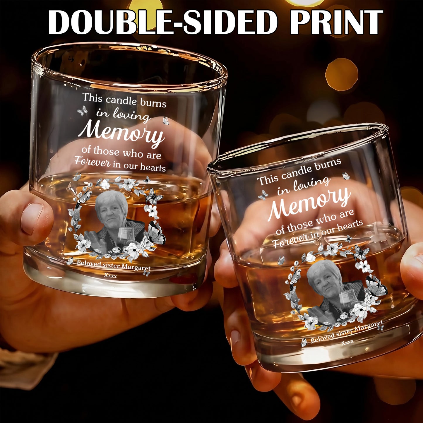Personalized Memorial Whiskey Glass - Custom Photo Keepsake Gift